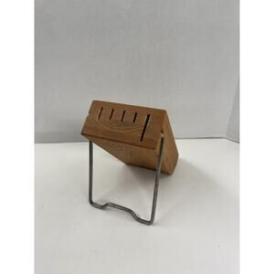 Vintage Cutco 5 Slot Knife Storage Wooden Block Rectangle Kitchenware Brown Oak